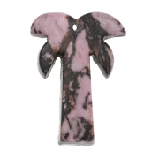 28x22mm gemstone Palm tree pendant - Rhodonite x1
