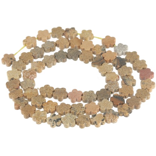 Flower beads 6 mm gemstone - Jasper landscape x 38cm