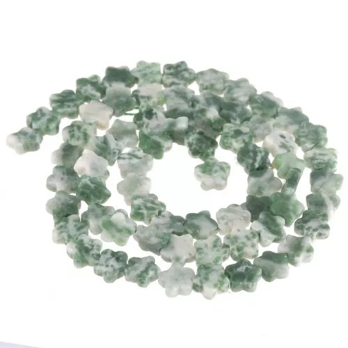 Flower beads 6mm gemstone - Green Quartzite x 38cm