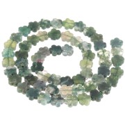 Flower beads 6mm gemstone - Moss Agate x 38cm|raw }}