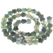 Flower beads 6mm gemstone - Moss Agate x 38cm