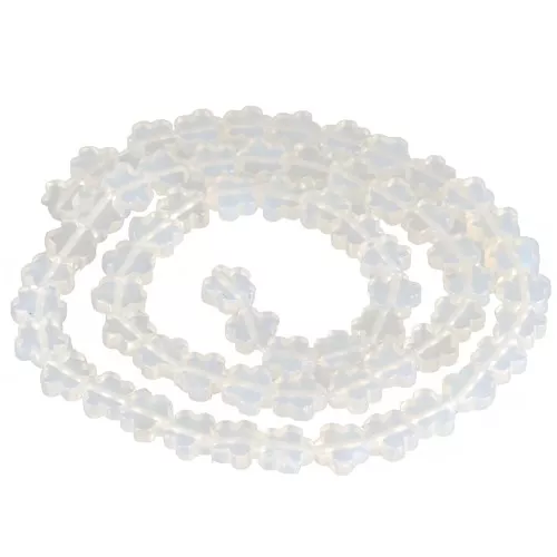 6mm flower beads in imitation gemstone - Opalite x 38cm