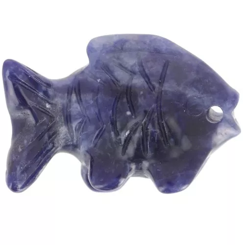 20x31mm gemstone fish pendant - Sodalite x1