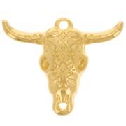 32x38mm Bull head pendant - ethnic buffalo skull - Fine gold plated x1|raw }}
