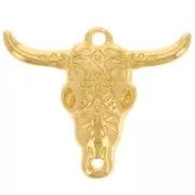32x38mm Bull head pendant - ethnic buffalo skull - Fine gold plated x1