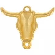 32x38mm Bull head pendant - ethnic buffalo skull - Fine gold plated x1