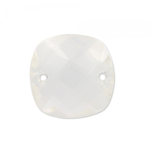 Faceted Spacer 2 square holes 10 mm Rock Crystal x1