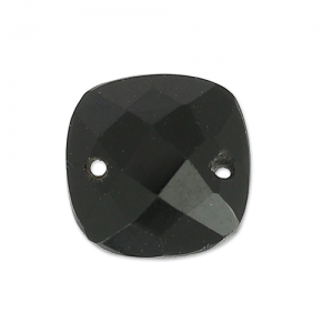Faceted Spacer 2 square holes 10 mm Black Onyx x1