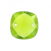 Spacers faceted 2 holes square 10 mm imitation gem - Hydro Peridot x1|raw }}