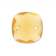 Spacers faceted 2 holes square 10 mm imitation gem - Hydro Citrine x1