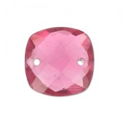 Spacers faceted 2 holes square 10 mm imitation gem - Hydro Tourmaline Rose|raw }}