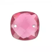 Spacers faceted 2 holes square 10 mm imitation gem - Hydro Tourmaline Rose