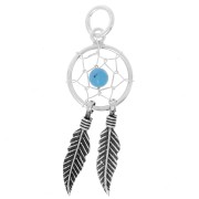 Dreamcatcher pendant 19 mm 925 Sterling Silver/Turquoise x1