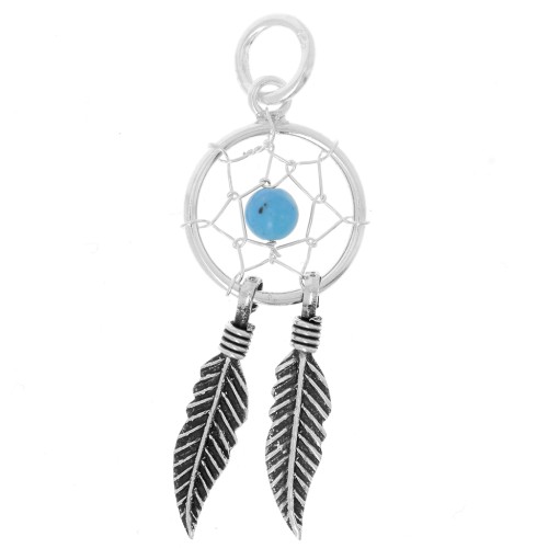 Dreamcatcher pendant 19 mm 925 Sterling Silver/Turquoise x1