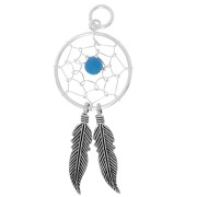 Dreamcatcher pendant 12 mm 925 Sterling Silver/Turquoise x1|raw }}