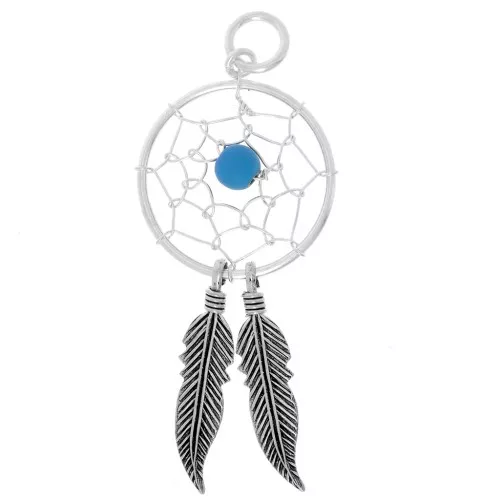 Dreamcatcher pendant 12 mm 925 Sterling Silver/Turquoise x1
