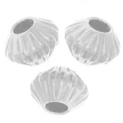 Beads flattened bicones striated 4x3 mm - 925 Sterling Silver x15