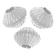 Flattened bicone beads striated 6x5 mm - 925 Sterling Silver x10