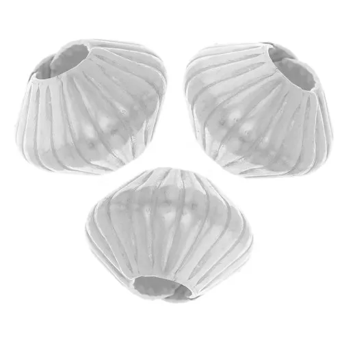 Flattened bicone beads striated 6x5 mm - 925 Sterling Silver x10