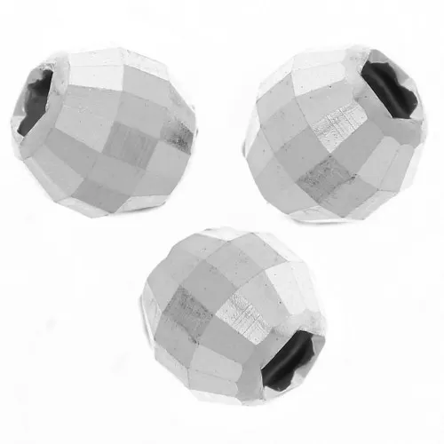 4mm 925 Sterling Silver Round faceted beads - faceted ball x15