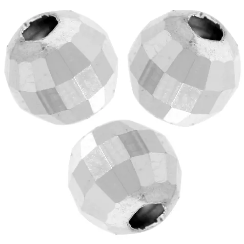 6mm 925 Sterling Silver Round faceted beads - faceted ball x6