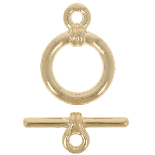 T-shaped clasp for 10 mm bracelet or necklace - 3-micron gold-plated x1