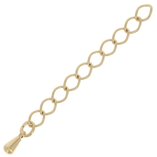 Rombo mesh extension chain 48 mm and small drop - 3-micron gold-plated x1