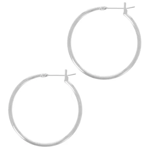 Round hoop earrings 29 mm - Wire 1.8 mm - Fine silver plated x2