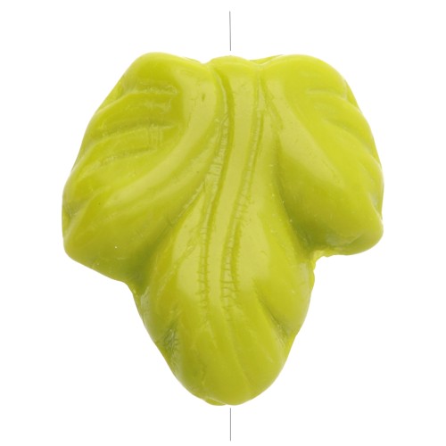 Vine leaf beads 15.5x14 mm - Opaque Olivine x5