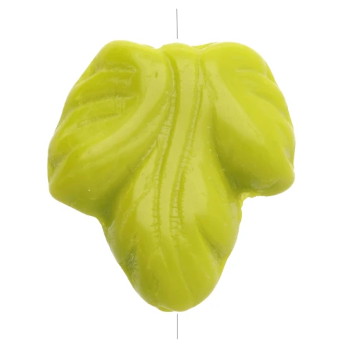 Vine leaf beads 15.5x14 mm - Opaque Olivine x5