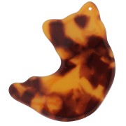 52x47mm Acetate Cat Pendant - Tortoiseshell Brown - Black - Gold x1