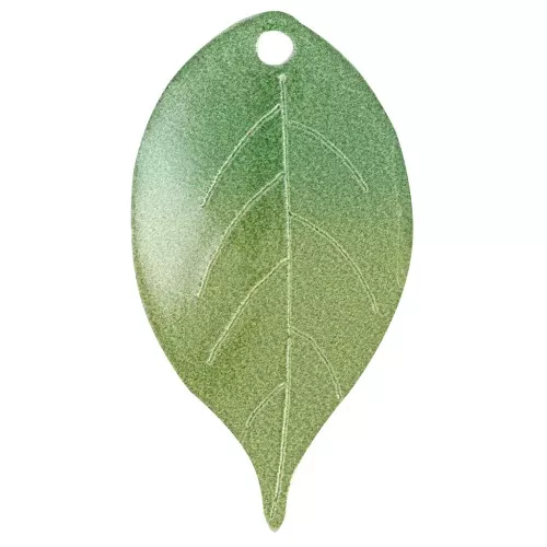 26x14mm Leaf pendant in resin - Green gradient - Dark green x1