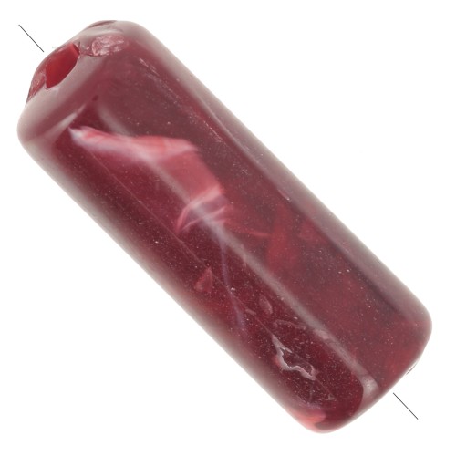 20x8mm Straight tube beads in opaque acrylic - Marbled Burgundy x10