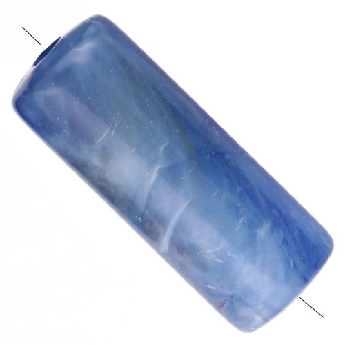 20x8mm Straight-tube beads in translucent acrylic - Dark blue marbled x10