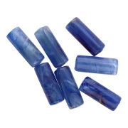 20x8mm Straight-tube beads in translucent acrylic - Dark blue marbled x10