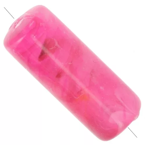 20x8mm Straight-tube beads in transparent acrylic - Marbled Fuschia x10