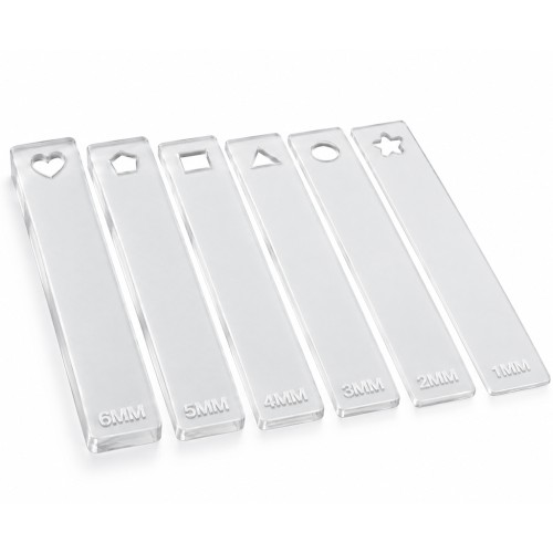 Spacers for rolling out polymer clay - 1 mm to 6 mm - Clear x12