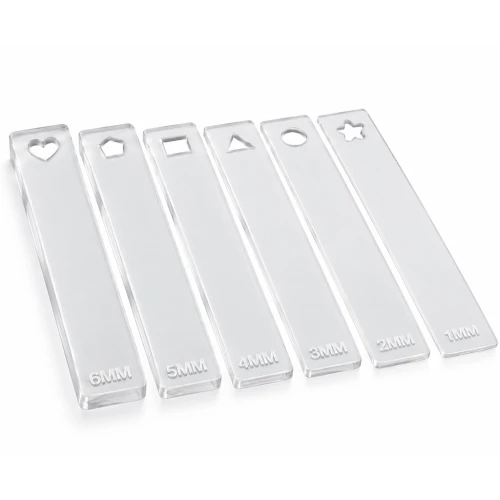 Spacers for rolling out polymer clay - 1 mm to 6 mm - Clear x12