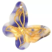 23x27.5mm Acetate Butterfly Pendant - Tortoiseshell - Blue - Orange x1