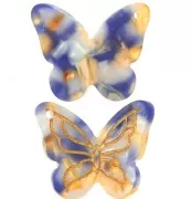 23x27.5mm Acetate Butterfly Pendant - Tortoiseshell - Blue - Orange x1