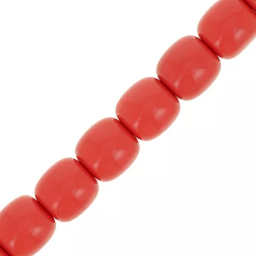 11.5x11mm Opaque resin tube beads - Red x37cm