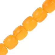 11.5x11mm Opaque resin tube beads - Saffron marbled x37cm