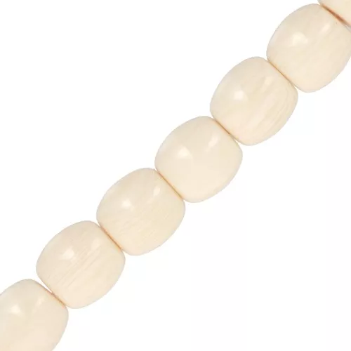 11.5x11mm Opaque resin tube beads - Cream marbled x37cm