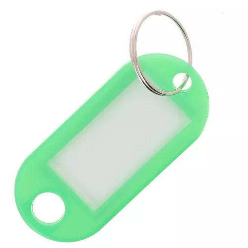 50x22mm Plastic key ring with label for bag grigri - Green x1