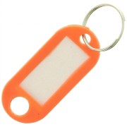 Plastic key ring with label 48.5x22 mm for bag grigri - Orange x1