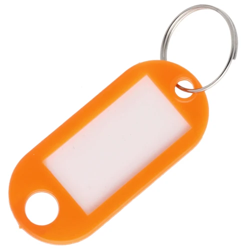 Plastic key ring with label 48.5x22 mm for bag grigri - Orange x1