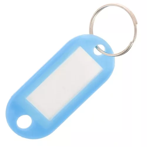 50x22mm Plastic key ring with label for bag grigri - Light blue x1