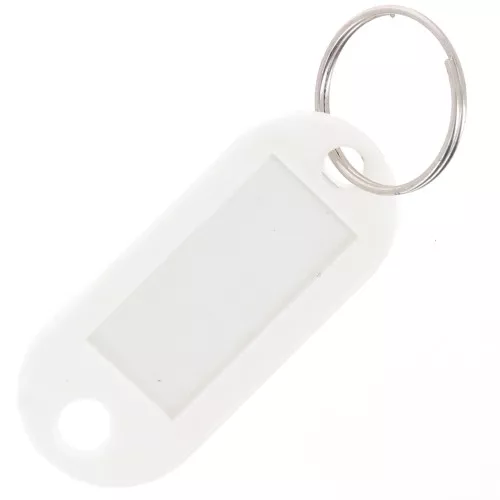 50x22mm Plastic key ring with label for bag grigri - White x1