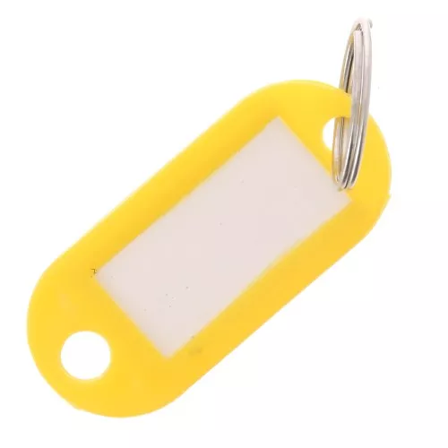 50x22mm Plastic key ring with label for bag grigri - Yellow x1