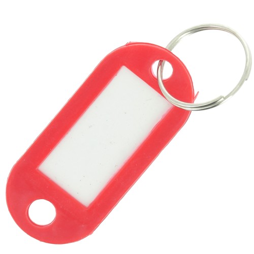 50x22mm Plastic key ring with label for bag grigri - Red x1